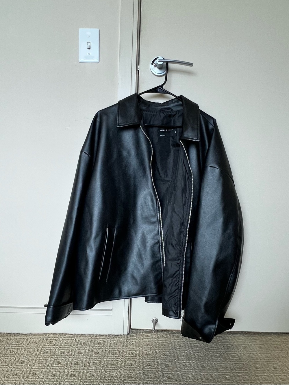 ASOS Men's Black Faux Leather Zip Jacket